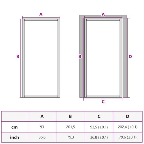 Интериорна врата 93x201,5 см бял мат стъкло и алуминий
