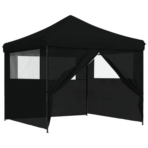 Сгъваема парти шатра pop-up с 4 странични стени черна