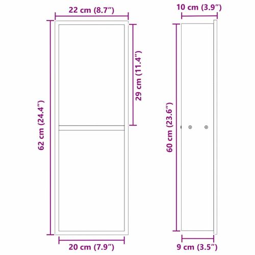 Нишата за душ Черен 60 x 20 x 9,5 см Неръждаема стомана