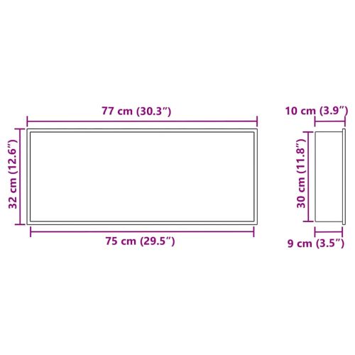 Нишата за душ Бяло 75 x 30 x 9,5 см Неръждаема стомана