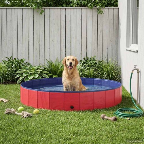 Кучешки Басейн Червено Ø200 x 30 см Дебел PVC