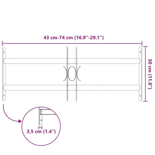 Решетка за сигурност за прозорци с 2 напречни ленти 3 pcs