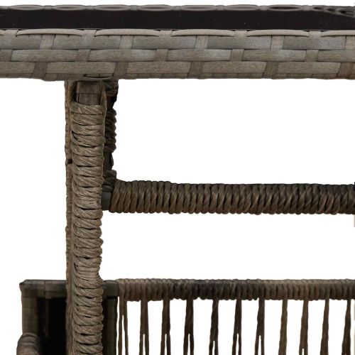 Градинска маса Сиво 100 x 55 x 37 cm PE Ратаново и Стъкло