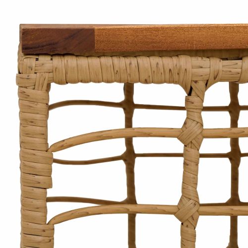 Градинска маса Натурално 55 x 55 x 37 см PE Ратаново и Стъкло