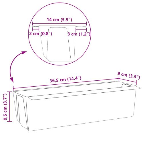 Кутиите за цветя за евро палети 12 pcs Черно 36 x 13,5 x 9,5 см