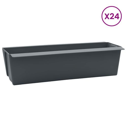 Кутиите за цветя за евро палети 24 pcs Сиво 36 x 13,5 x 9,5 см