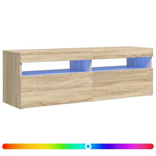 ТВ шкаф с LED осветление, дъб сонома, 120x35x40 см
