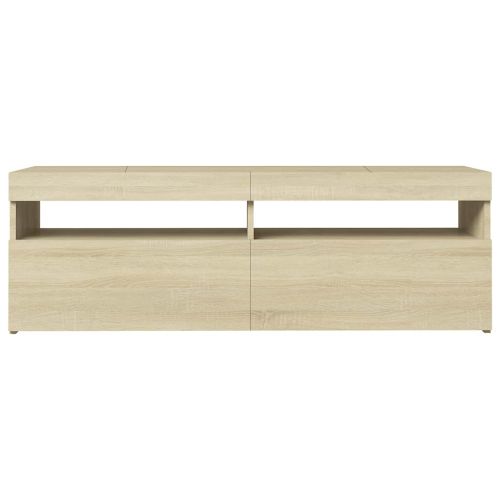 ТВ шкаф с LED осветление, дъб сонома, 120x35x40 см