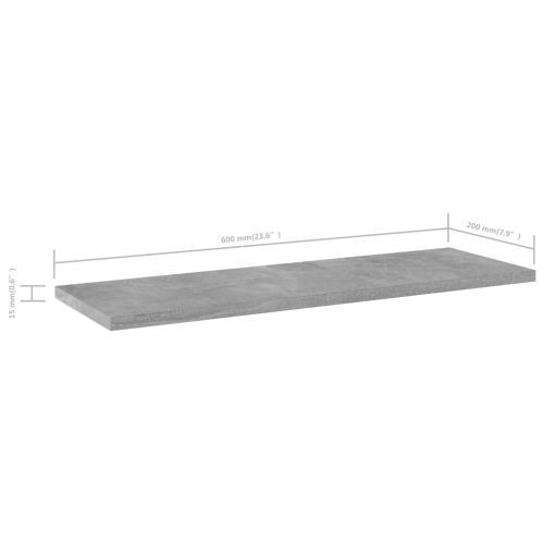 Рафтове за етажерка, 4 бр, бетонно сиви, 60x20x1,5 см, ПДЧ