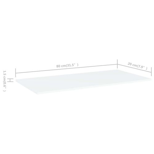 Рафтове за етажерка, 4 бр, бели, 80x20x1,5 см, инженерно дърво