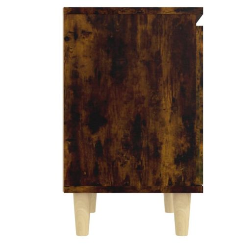 Нощни шкафчета с крака дърво масив 2 бр опушен дъб 40x30x50 см