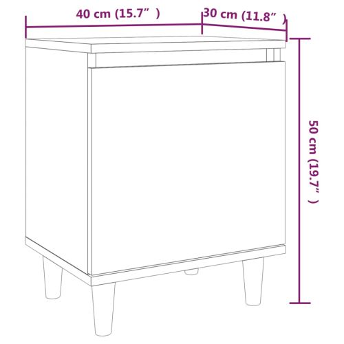 Нощни шкафчета с крака дърво масив 2 бр опушен дъб 40x30x50 см