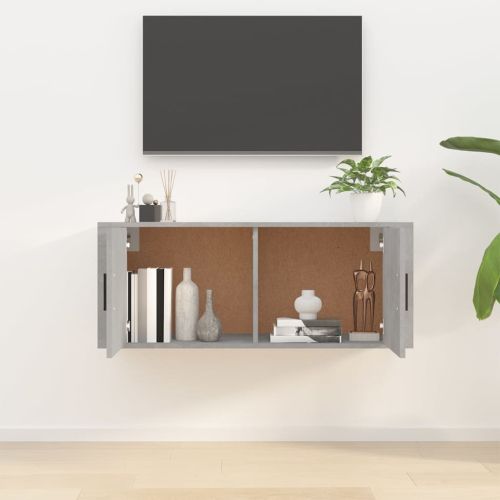 ТВ шкаф за стенен монтаж, бетонно сиво, 100x34,5x40 см