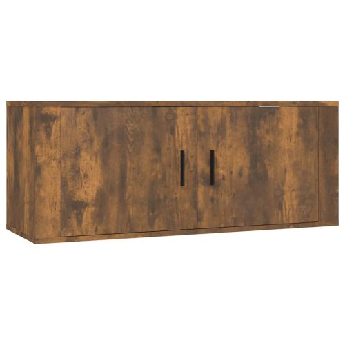 ТВ шкаф за стенен монтаж, oпушен дъб, 100x34,5x40 см