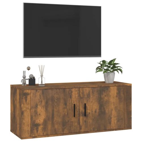 ТВ шкаф за стенен монтаж, oпушен дъб, 100x34,5x40 см