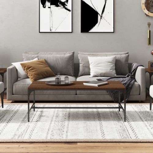 Кафе маса, кафяв дъб, 100x50x35 см, инженерно дърво