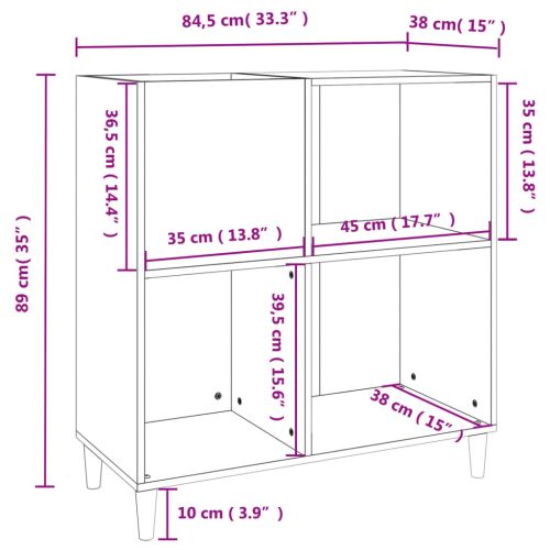 Шкаф за винилови плочи сонома дъб 84,5x38x89 см инженерно дърво