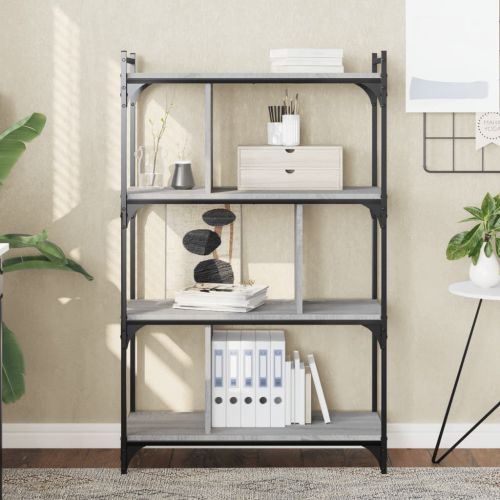 Библиотека 4 рафта сив сонома 76x32x123 см инженерно дърво