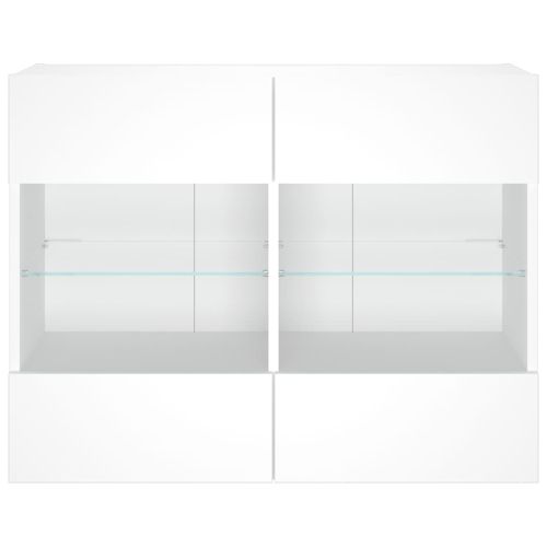 Стенен ТВ шкаф с LED осветление, бял, 78,5x30x60,5 см