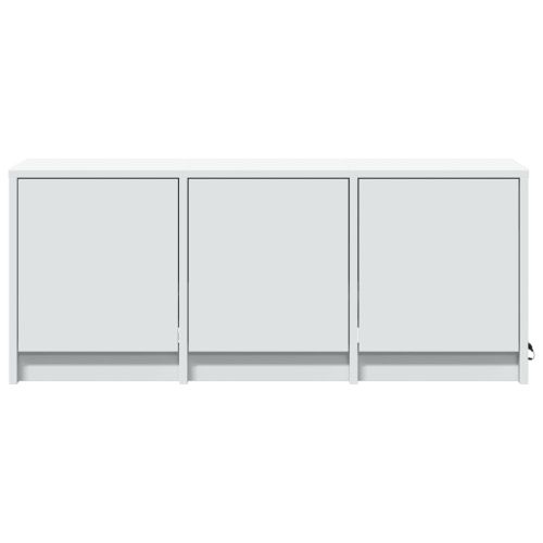 ТВ шкаф с LED, бял, 97x34x40 см, инженерно дърво