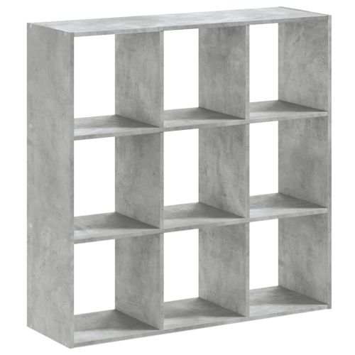 Библиотека, бетонно сива, 102x32x102 см, инженерно дърво