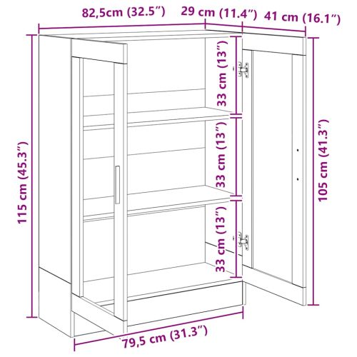 Библиотека, дъб артизан, 82,5x30,5x115 см, инженерно дърво