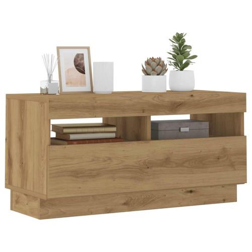 ТВ шкаф с LED осветление, 80x35x40 см, инженерно дърво