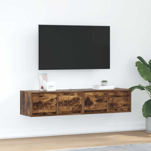 ТВ шкафове 2 бр Опушен дъб 60x31x25,5 см инженерно дърво