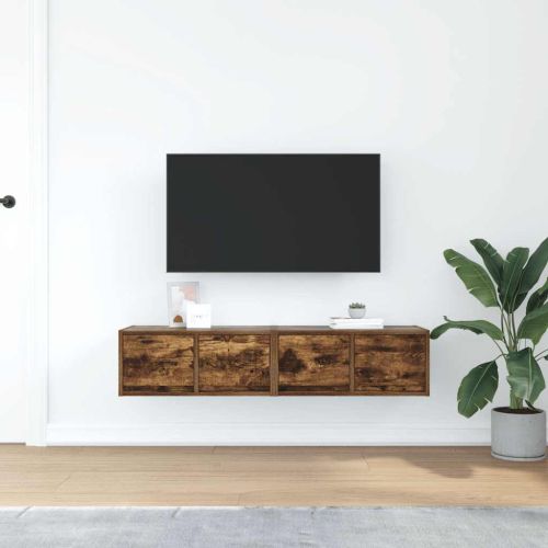ТВ шкафове 2 бр Опушен дъб 60x31x25,5 см инженерно дърво