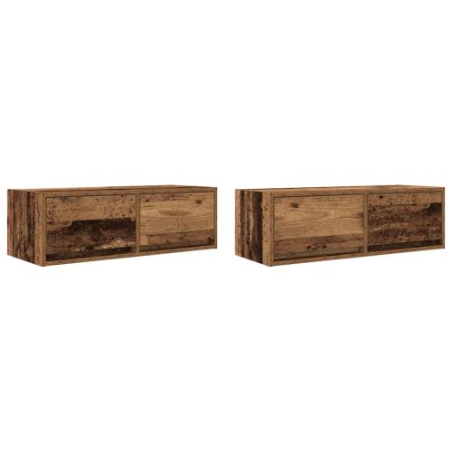 ТВ шкафове 2 бр Старо дърво 80x31x25,5 см инженерно дърво