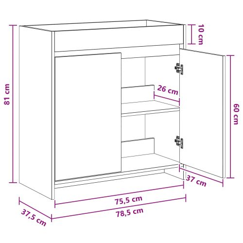 Кабинет под мивка за баня Сив Сонома 78,5 x 37,5 x 81 см