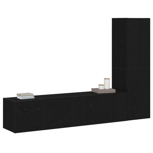 Комплект ТВ шкаф 4 pcs Черния дъб 130,5 x 30 x 140 см