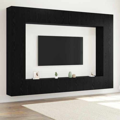 Комплект ТВ шкаф 8 pcs Черния дъб 100 x 30 x 30 cm