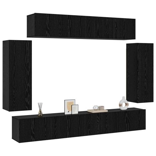 Комплект ТВ шкаф 6 pcs Черния дъб 100 x 30 x 30 cm