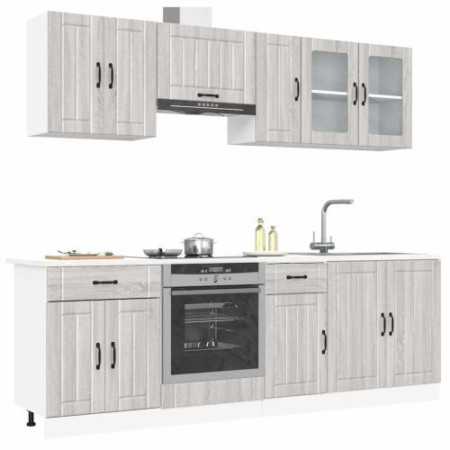 Комплект кухненски шкафове от 8 части Kalmar, инженерно дърво