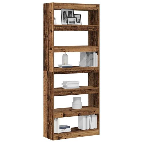 Шкаф за книги Старо дърво 80 x 30 x 198 см Инженерно дърво