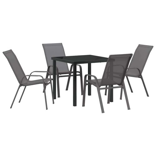 Комплект за хранене в градината 5 pcs Сив и черен