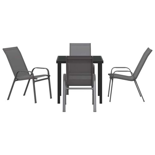 Комплект за хранене в градината 5 pcs Сив и черен