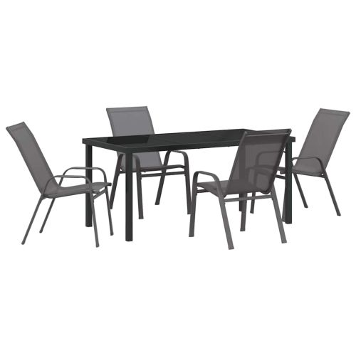 Комплект за хранене в градината 5 pcs Сив и черен