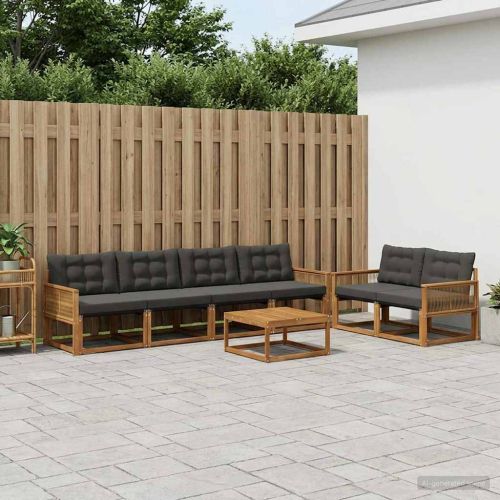 Комплект дивани за открито 7 pcs Естествено и черно
