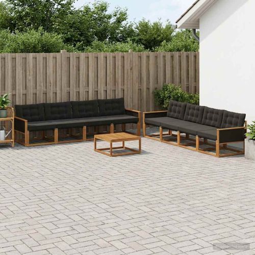 Комплект дивани за открито 9 pcs Естествено и черно