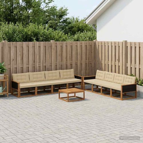 Комплект дивани за открито 9 pcs Натурален и Бежов