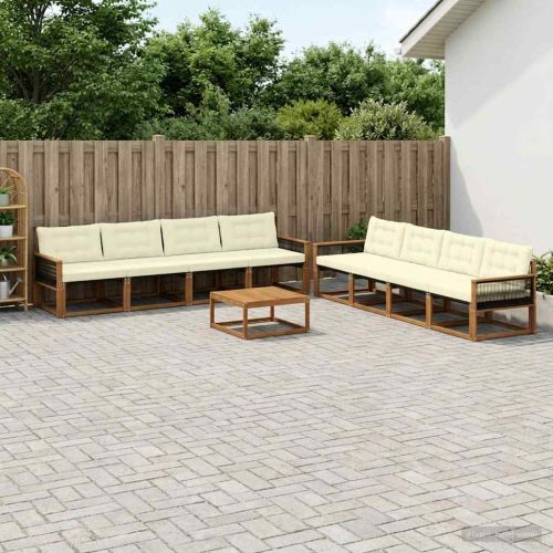 Комплект дивани за открито 9 pcs Натурален и Крема
