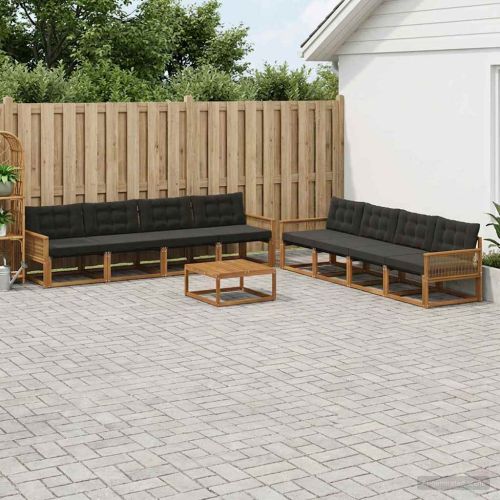 Комплект дивани за открито 9 pcs Естествено и черно