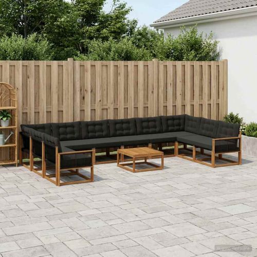 Комплект дивани за открито 11 pcs Естествено и черно
