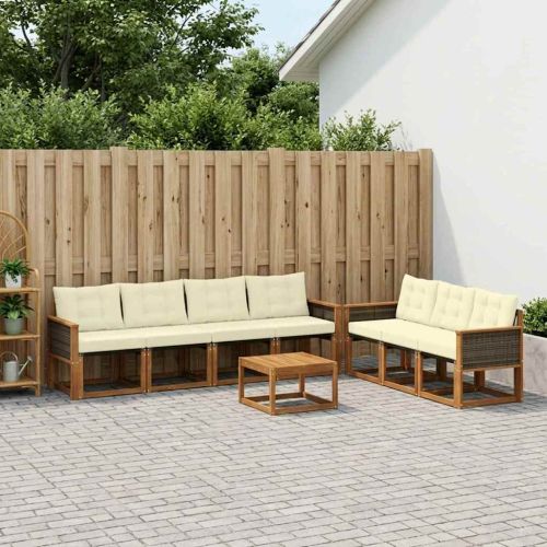Комплект дивани за открито 8 pcs Натурален и Крема