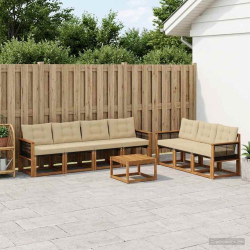 Комплект дивани за открито 8 pcs Натурален и Бежов