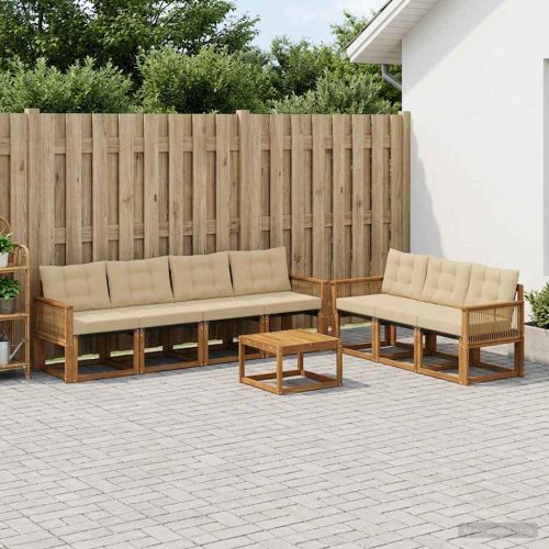 Комплект дивани за открито 8 pcs Натурален и Бежов