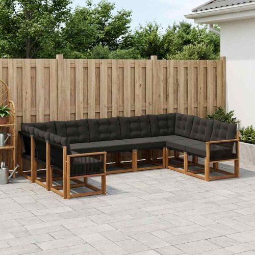 Комплект дивани за открито 9 pcs Естествено и черно