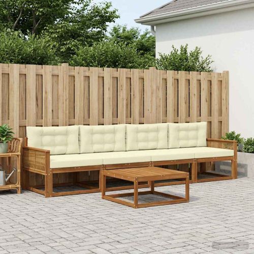 Комплект дивани за открито 5 pcs Натурален и Крема
